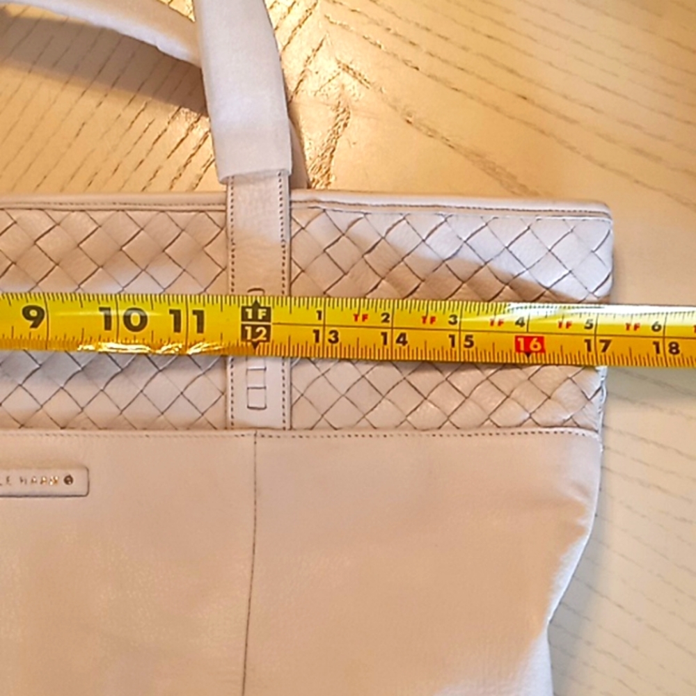 COLE HAAN Genuine Woven Detail Leather Large Tote Bag. Beige. NWT. Beautiful! - Picture 16 of 16